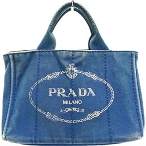 Prada Canapa Blue Canvas Tote